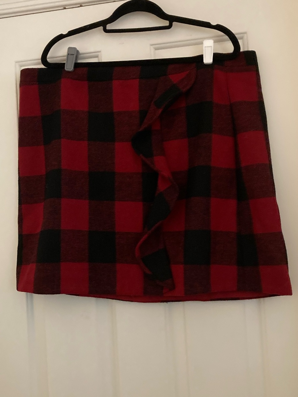 NET J. Crew Factory Buffalo Plaid Mini Skirt with Front Ruffle Detail